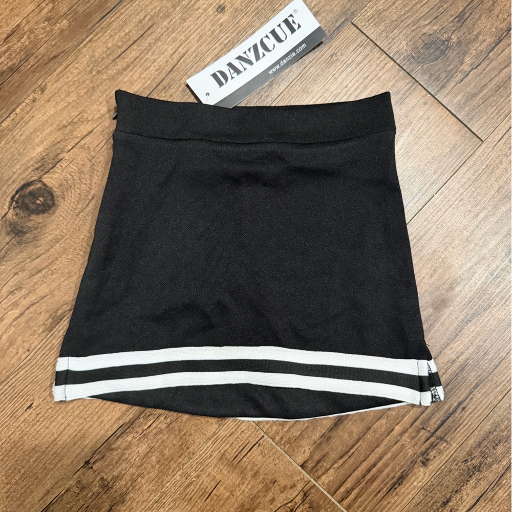 DANZCUE Black Mini Skirt with White Stripe Detail